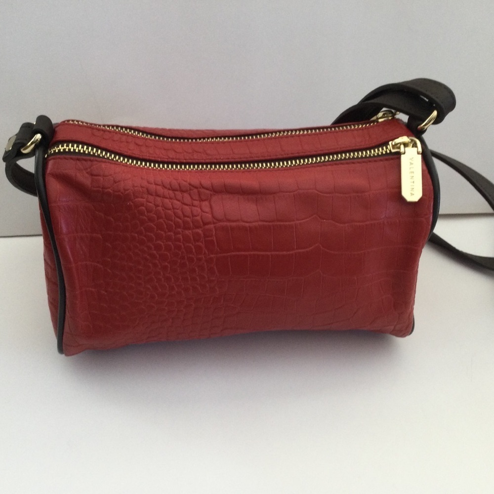 Valentina Genuine Leather Made In Italy Red Crossbody Handbag Beautiful - Picture 7 of 13